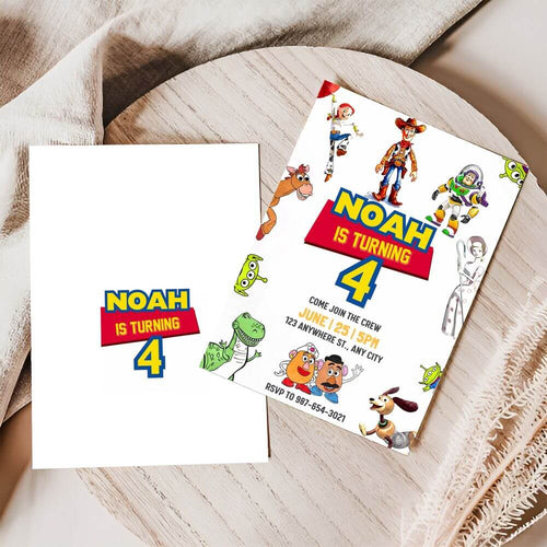 toy story birthday invitation editable canva template disney kid party invitation pixar fest party printable invitation template thank you tag instant digital download templates set