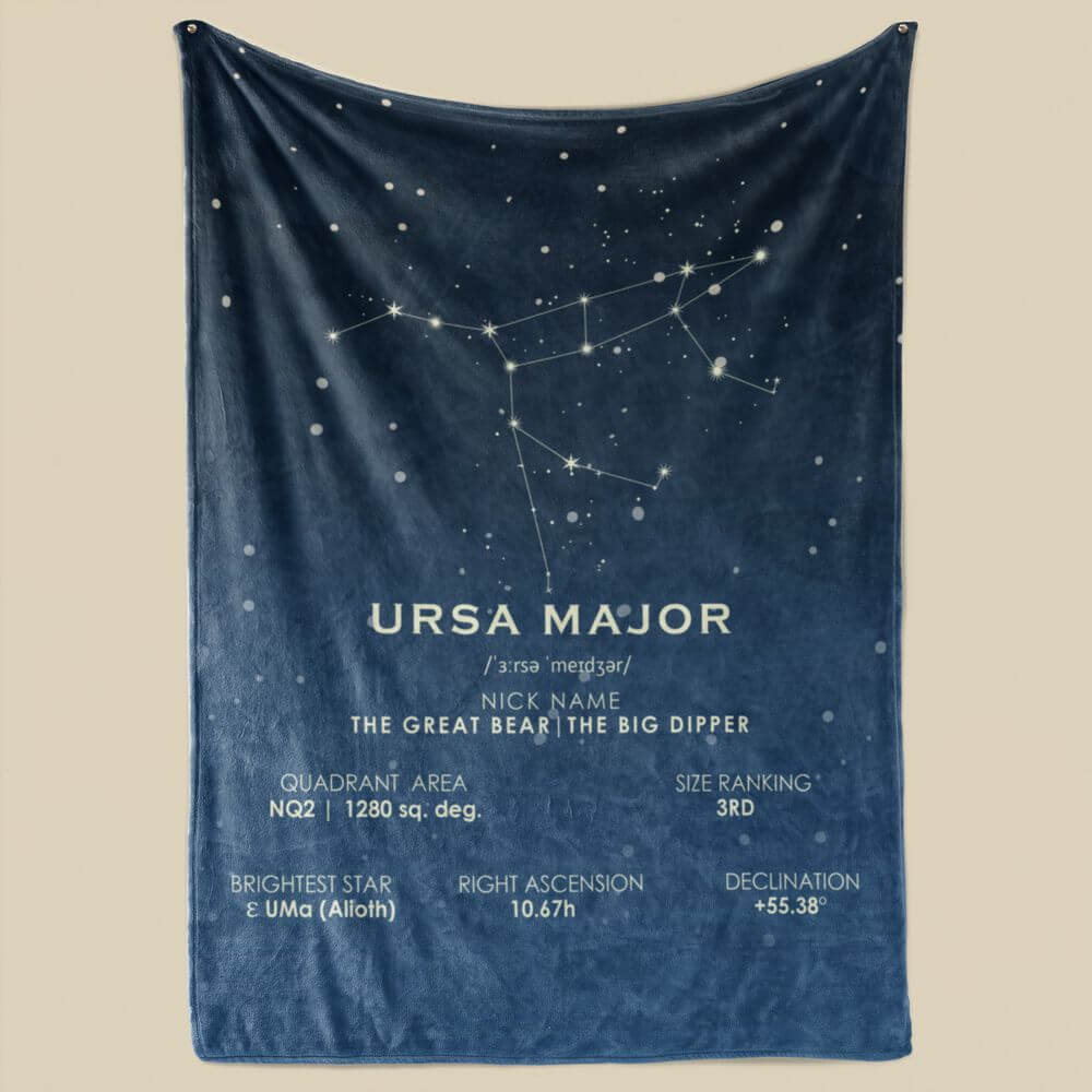 koragrro Constellation Blanket, Ursa Major stars, the big dipper, fleece throw blanket, astronomy gift
