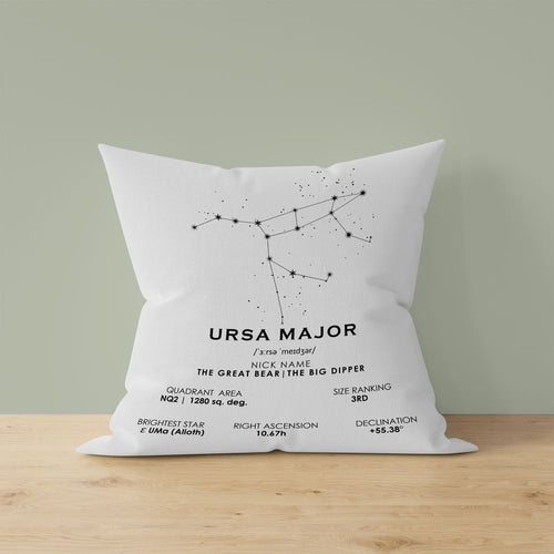 koragarro Ursa Major constellations Star Map Print Pillow, cushion cover, Stars The Night Sky, Stars Above Map, Popular constellations, linen cushion, polyester pillow