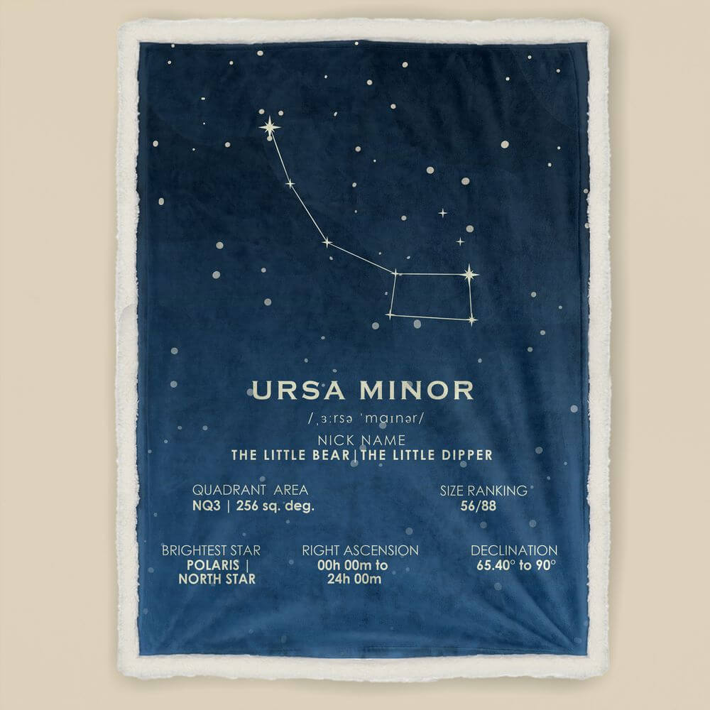 koragarro, Ursa Minor star map, little bear,  Constellation Blanket, sherpa throw blanket, astronomy gift