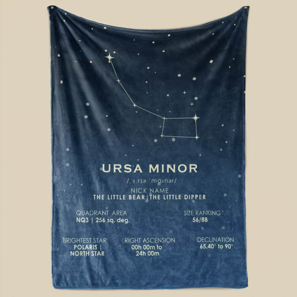 koragarro, Ursa Minor star map, little bear,  Constellation Blanket, fleece throw blanket, astronomy gift