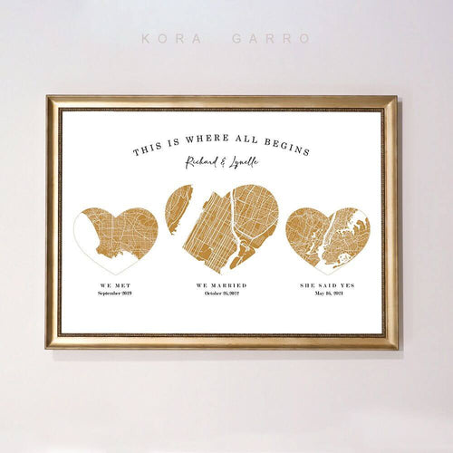 koragarro wedding personalized gift, where all begins, any location city maps print, Digital File City Print, Map Prints, Map Print Poster, Custom City Map, anniversary birthday gift