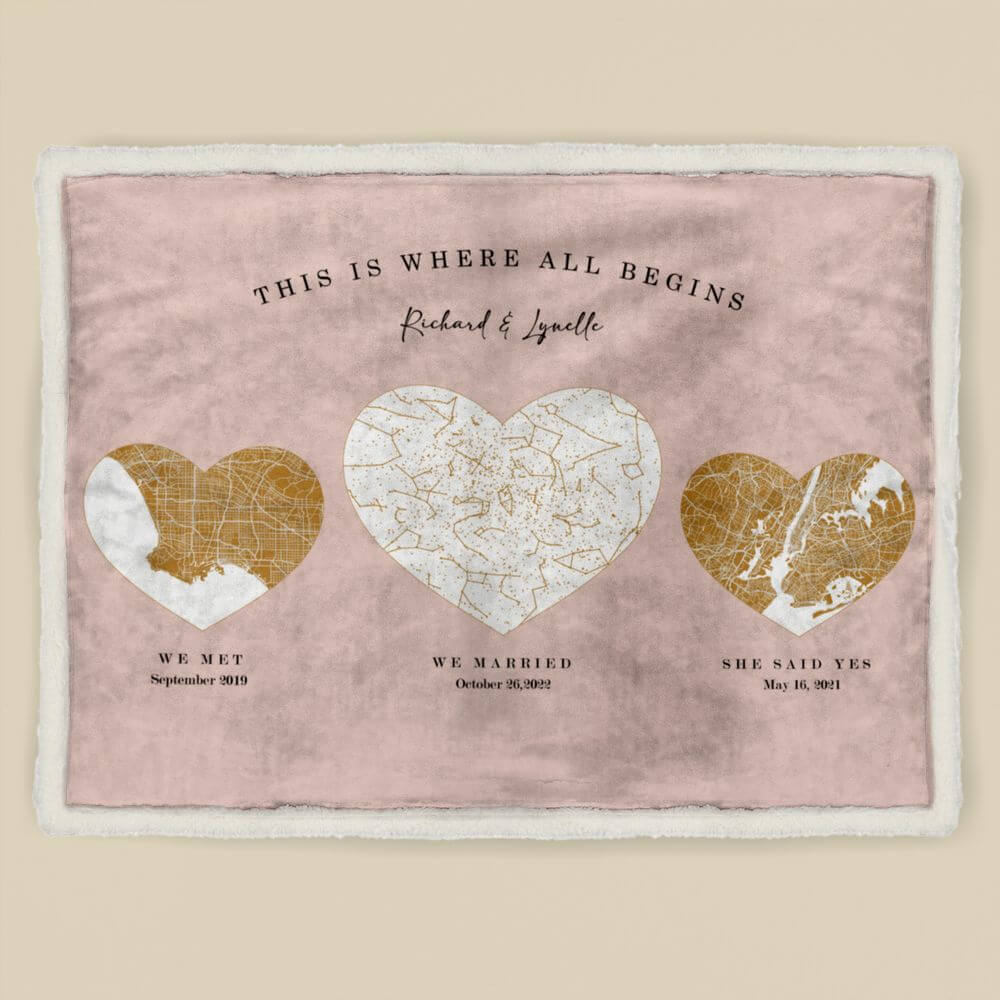 koragarro personalized wedding gift-met engaged married-constellation, sherpa blanket-custom city map