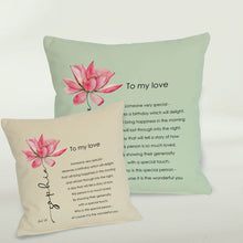 Load image into Gallery viewer, July Birth Named Flower Cushion, Waterlily