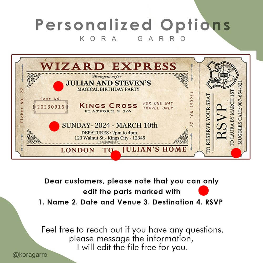 editable-hogwarts-ticket-digital-download-koragarro for Free Printable Editable Harry Potter Birthday Invitations Editable Hogwarts Ticket -Digital download | KoraGarro for Free Printable Editable Harry Potter Birthday Invitations