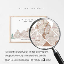 Load image into Gallery viewer, koragarro personalized travel mountain map, Custom Map Print, anniversary gift Dad Gift , wedding gift couple boyfriend gift, Date Time Location, memories map neutral wall décor