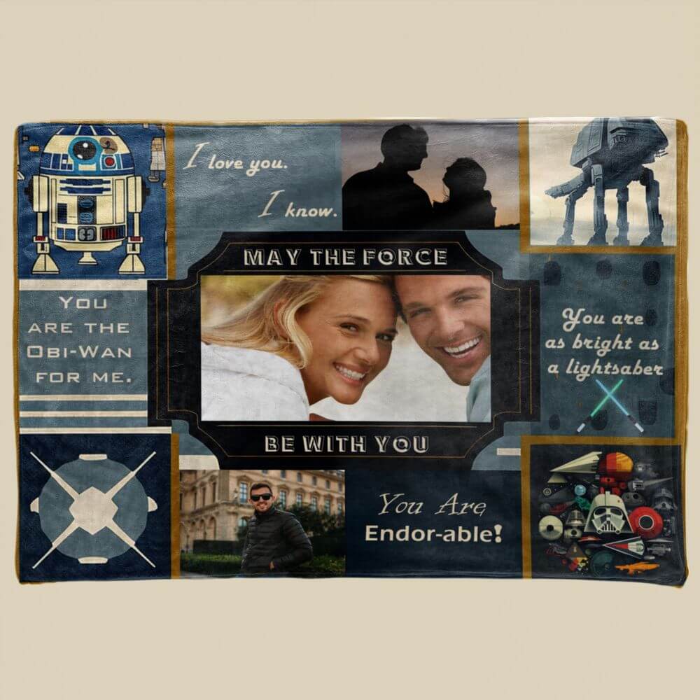 koragarro photo blanket, star wars lines, may the force be with you, Obi-Wan for me, fleece