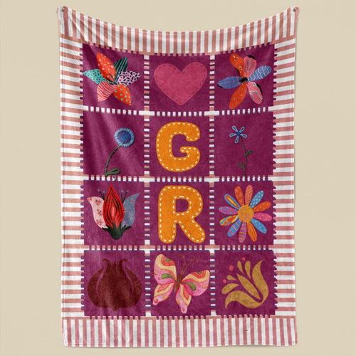 Initial Name Blanket - Gift for Baby Girl