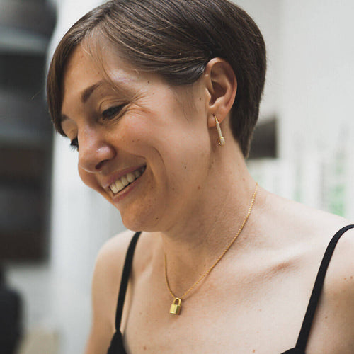 safety pin earrings gold hoops Kora Garro jewelry 