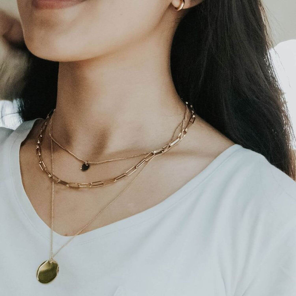 Kora Garro Jewelry layered necklace set gold chunky 3in1 necklace Natalia