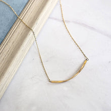 Load image into Gallery viewer, Kora Garro Jewelry minimalist necklace mobius smile bar necklace gold necklace