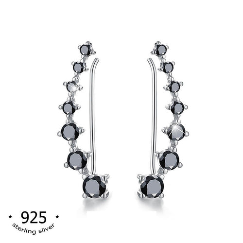 Kora Garro Jewelry sterling silver earrings ear climber black cubic zirconia Adele
