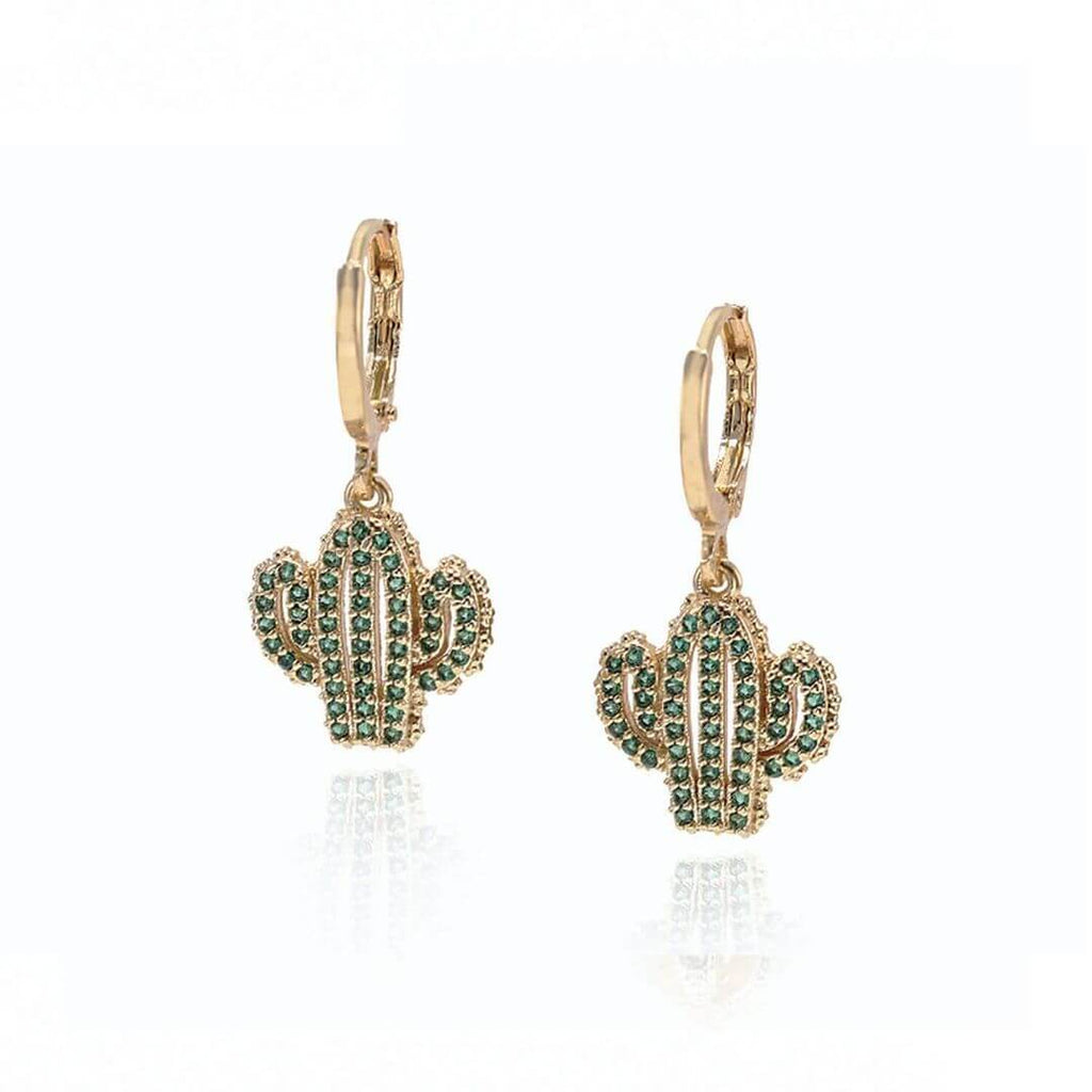 koragarro gold cactus huggie hoop earrings
