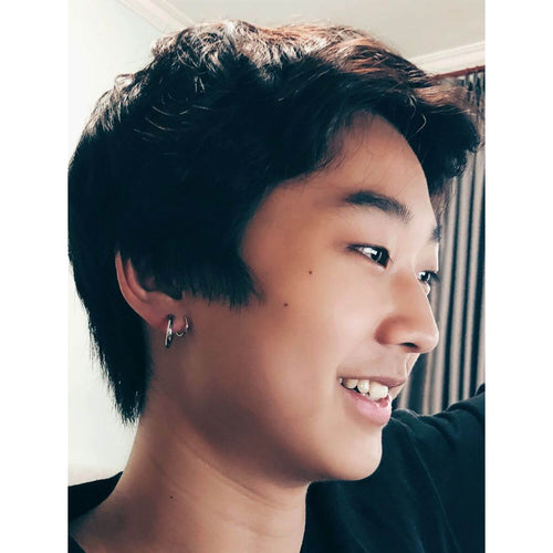 Kora Garro Jewelry minimalist geometric hoop earrings Shawn silver Hypoallergenic