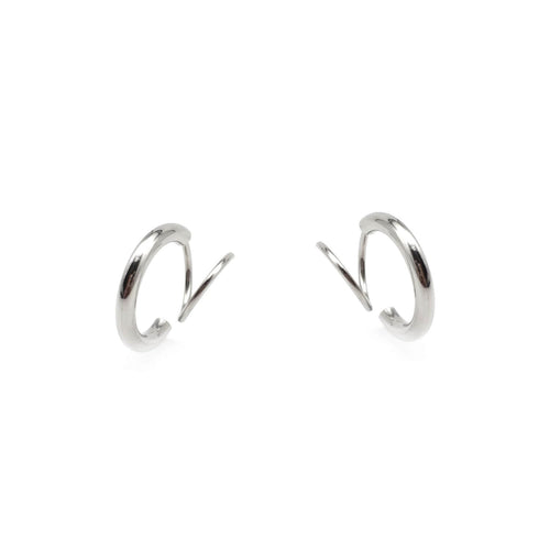 Kora Garro Jewelry minimalist geometric hoop earrings Shawn silver Hypoallergenic