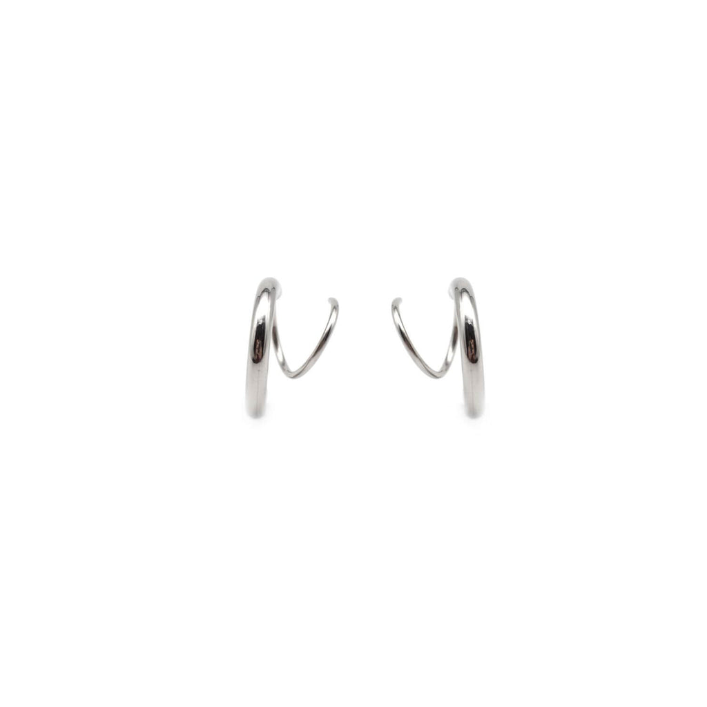 Kora Garro Jewelry minimalist geometric hoop earrings Shawn silver Hypoallergenic