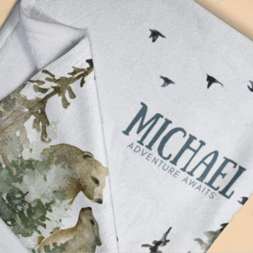 koragarro custom blanket, Personalized Blanket, Toddler Blanket, Toddler Birthday, Birthday Gift, Baby Shower Gift, Baby Boy, Boy Nursery, Woodland Nursery, Woodland Blanket, Bear Blanket