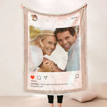 Load image into Gallery viewer, koragarro Instagram post photo blanket, personalized anniversary boyfriend, girlfriend gift idea