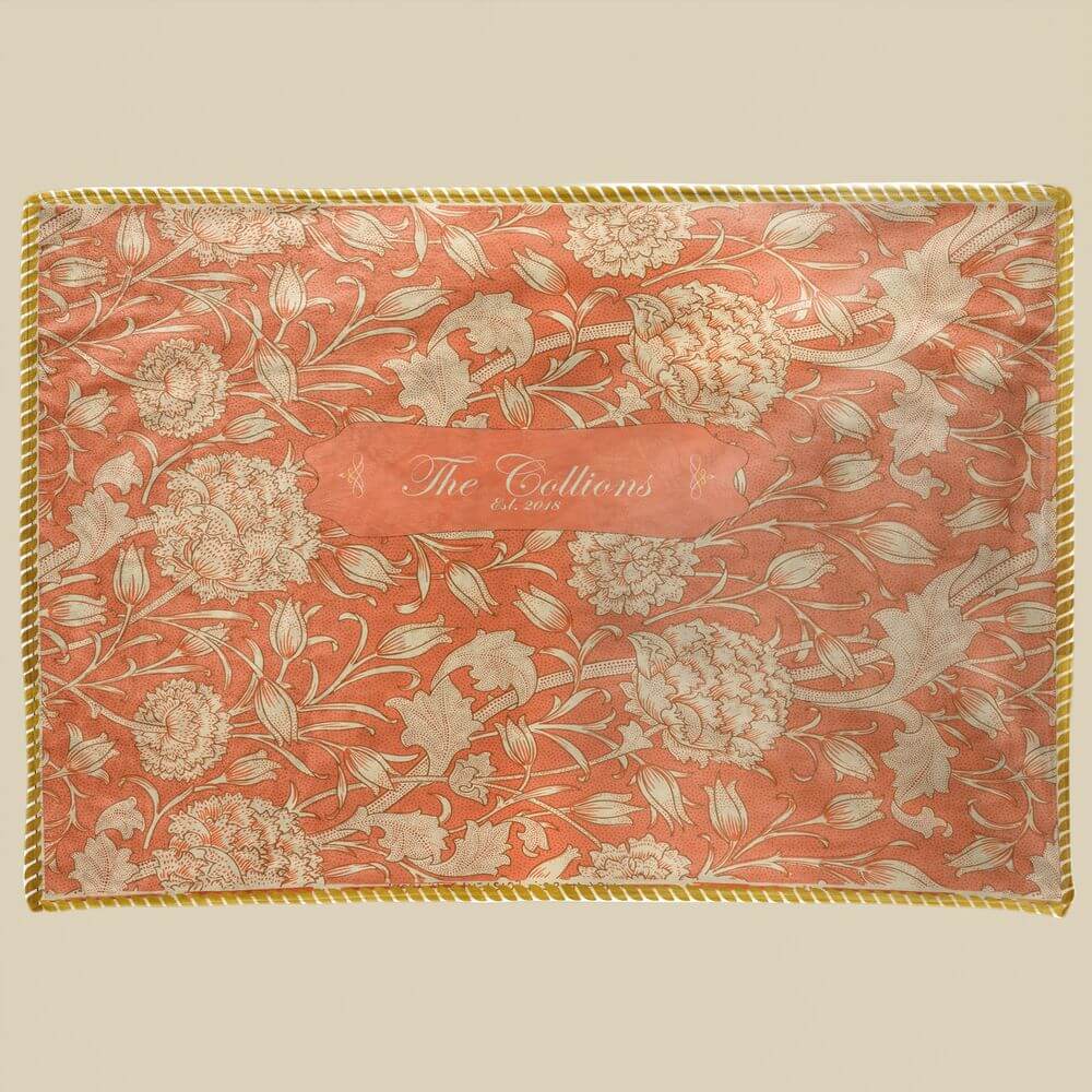 koragarro Wild Tulips Name Flower Blanket, Royal Orange, William Morris vintage wall art pattern, Gift to Mom, Dad, Grandparents