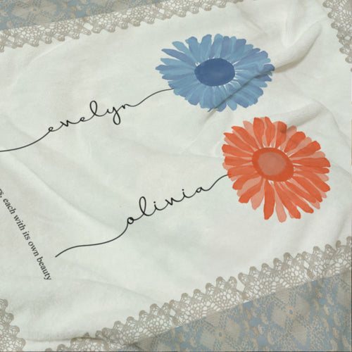koragarro gift to bestie, personalized blanket, birth month flower, custom name sign, wedding gift idea