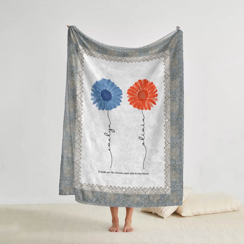 koragarro gift to bestie, personalized blanket, birth month flower, custom name sign, wedding gift idea
