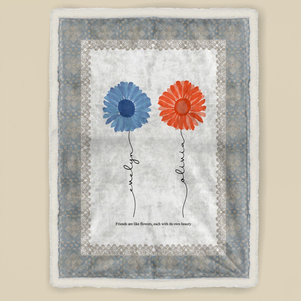 koragarro gift to bestie, personalized blanket, birth month flower, custom name sign, wedding gift idea