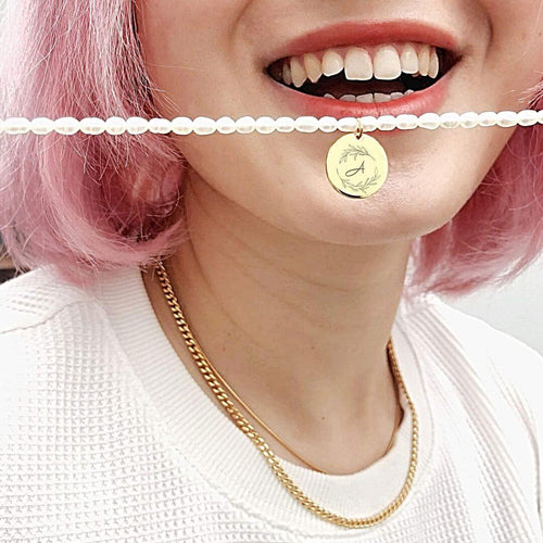 koragarro custom engraved necklace pearl choker necklace