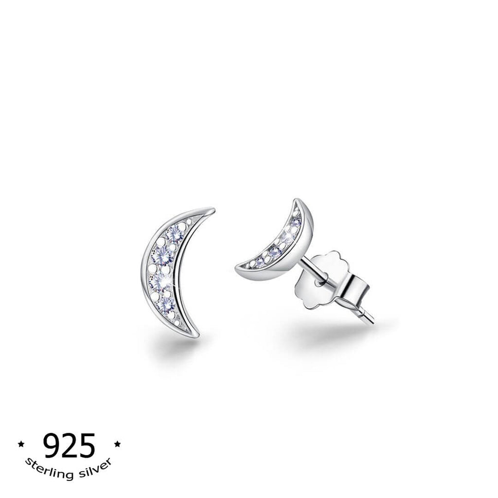 sterlign silver studs crescent stud earrings koragarro