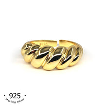 Load image into Gallery viewer, gold dome ring sterling silver 18k gold plated adjustable Croissant ring  - koragarro