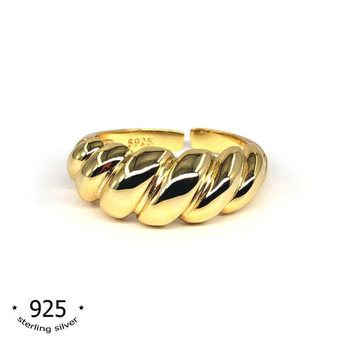 gold dome ring sterling silver 18k gold plated adjustable Croissant ring  - koragarro