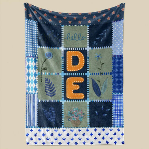 Name Patchwork Blanket Blue Color
