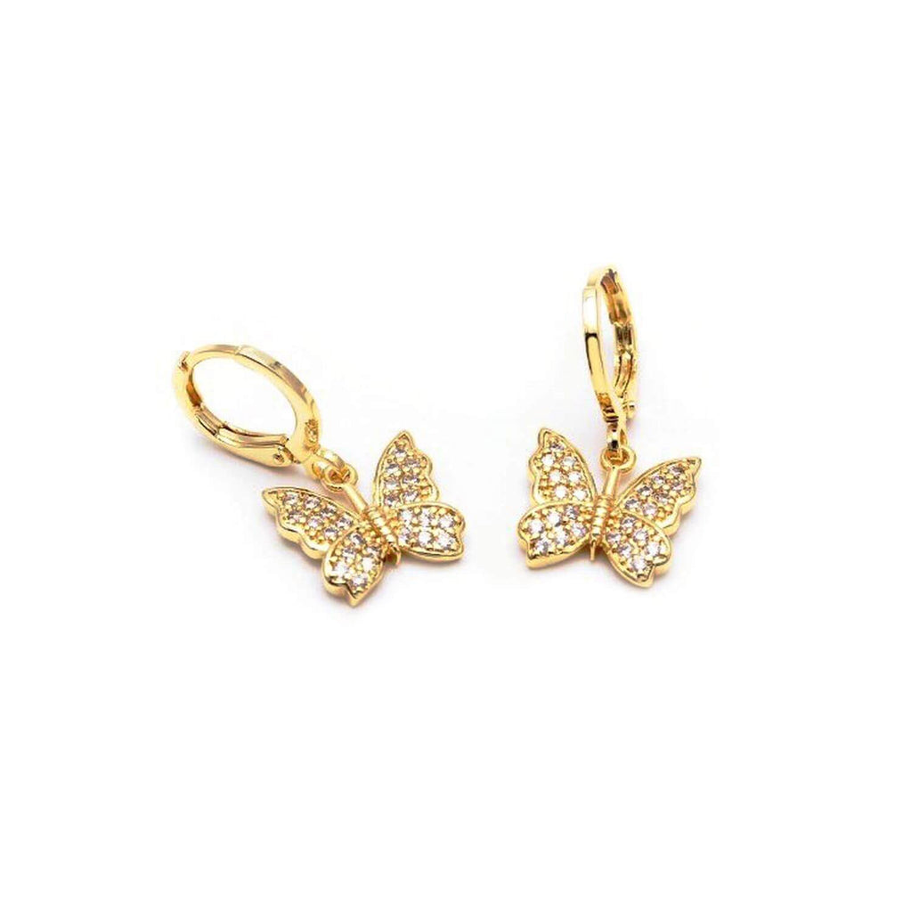 kora garro jewelry huggie hoop earrings gold butterfly Isabella