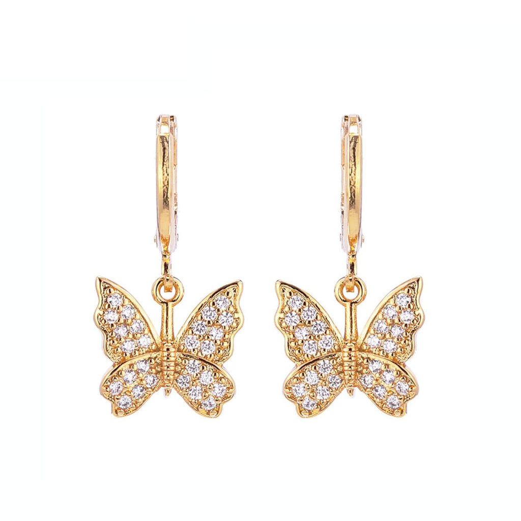 kora garro jewelry huggie hoop earrings gold butterfly Isabella