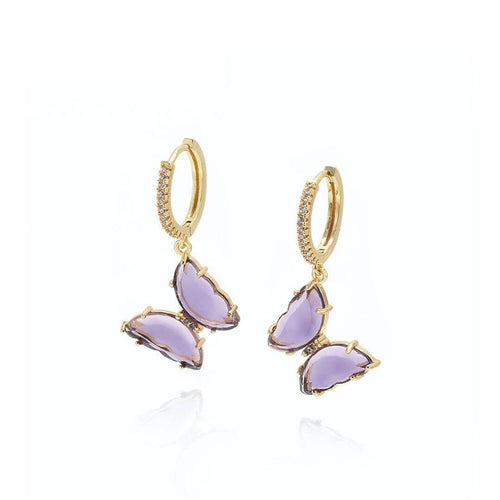 huggie earrings butterfly  earrings huggie hoops koragarro Lilac