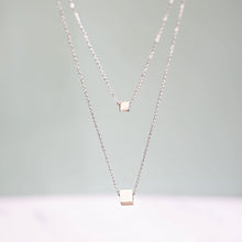 Load image into Gallery viewer, kora garro jewelry layered necklace set silver solid cube pendant Wendy