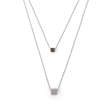 Load image into Gallery viewer, kora garro jewelry layered necklace set silver solid cube pendant Wendy