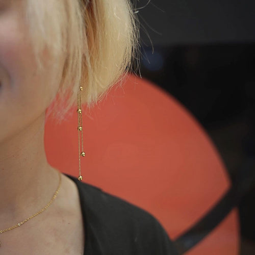 kora garro jewelry statement earring gold beaded tassel Reva