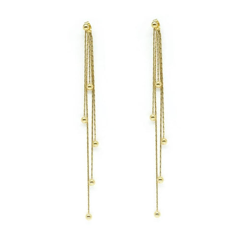 kora garro jewelry statement earring gold beaded tassel Reva