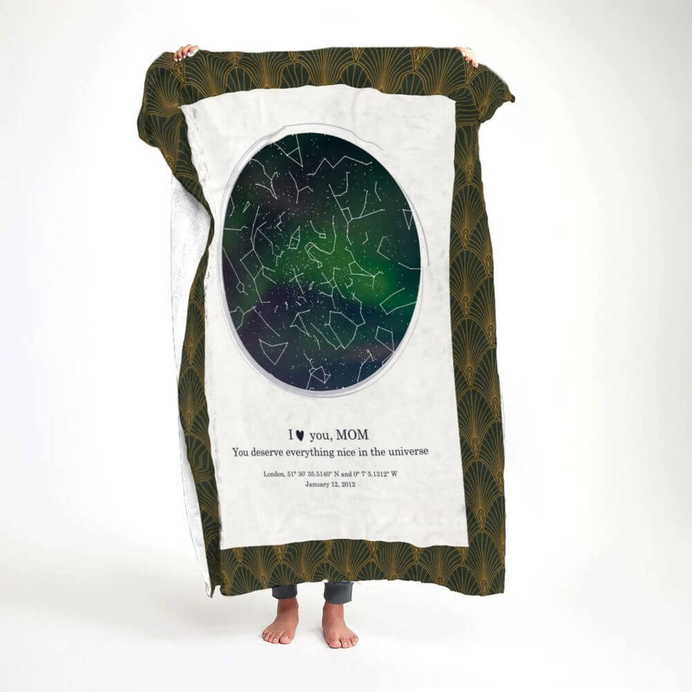 koragarro constellation blanket, Custom Family star map gift for parents, throw blanket, birthday gift to Mom Dad, Grandparents