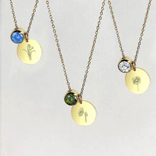 Load image into Gallery viewer, BIRTHSTONE BIRTH FLOWER NECKLACE