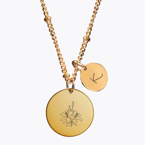 koragarro birth month flower necklace custom May flower Lily flower necklace 