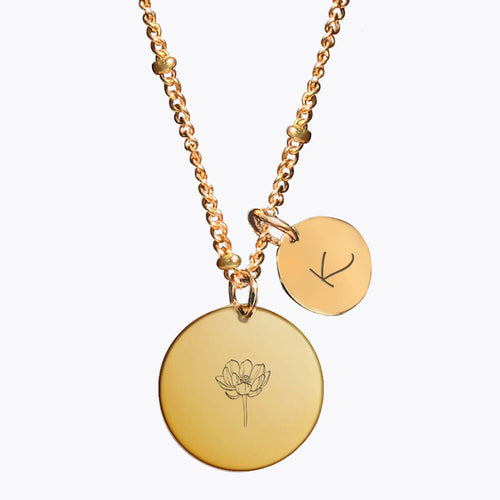 koragarro birth month flower necklace July water lily custom necklace