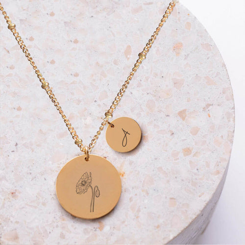 koragarro birth month flower August  custom Poppy necklace