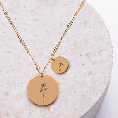 koragarro birth month flower necklace June custom rose necklace
