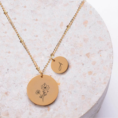 Kora garro birth month flower necklace October cosmos custom necklace