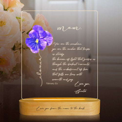 koragarro Birth Month Flower Custom Name table lamp, Mothers day gift,  Gift to Her, Unique Anniversary Birthday Gift