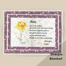Load image into Gallery viewer, koragarro birth month name flower blanket, custom message throw blanket, mother&#39;s day gift