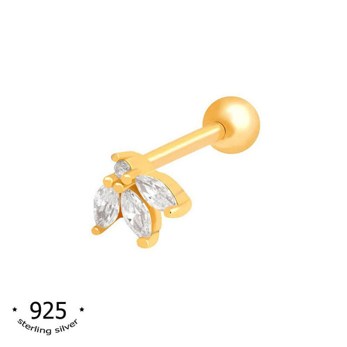 cartilage earring helix tragus earrings barbell earrings sterling silver stud earrings - koragarro blossom