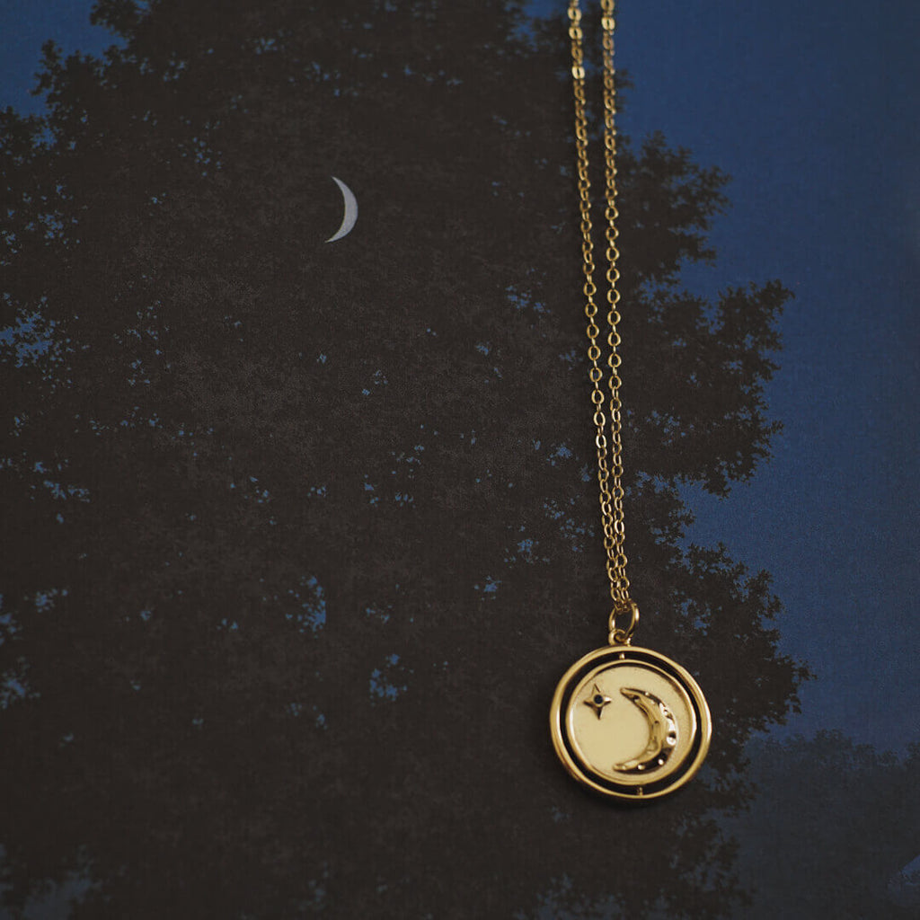 gold vermeil necklace celestial dainty necklace sun moon and star reversible pendant necklace koragarro jewelry