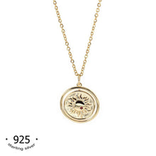 Load image into Gallery viewer, gold vermeil necklace celestial dainty necklace sun moon and star reversible pendant necklace koragarro jewelry